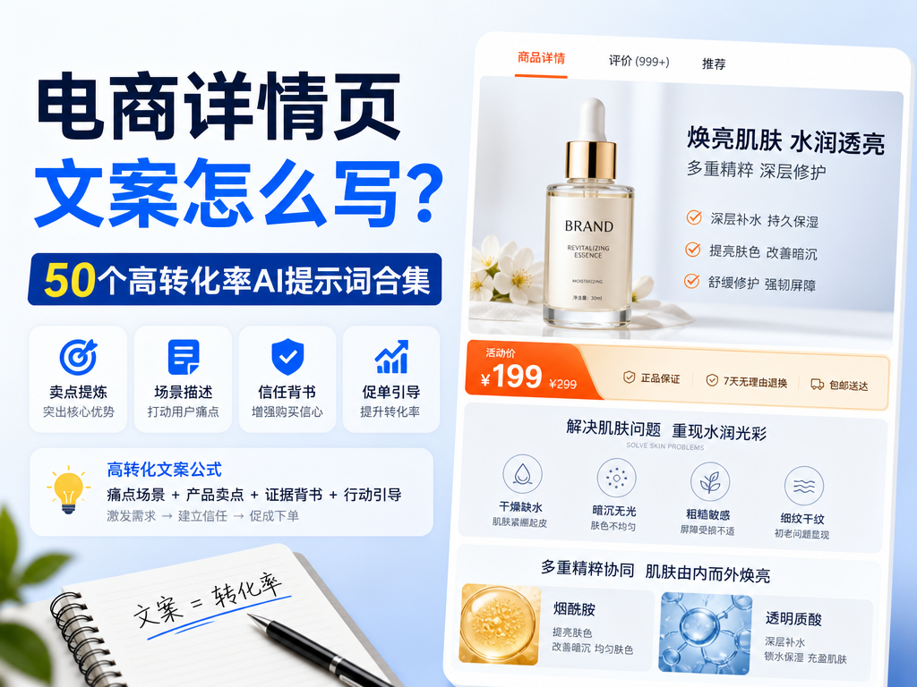 电商详情页文案怎么写？50个高转化率AI提示词合集