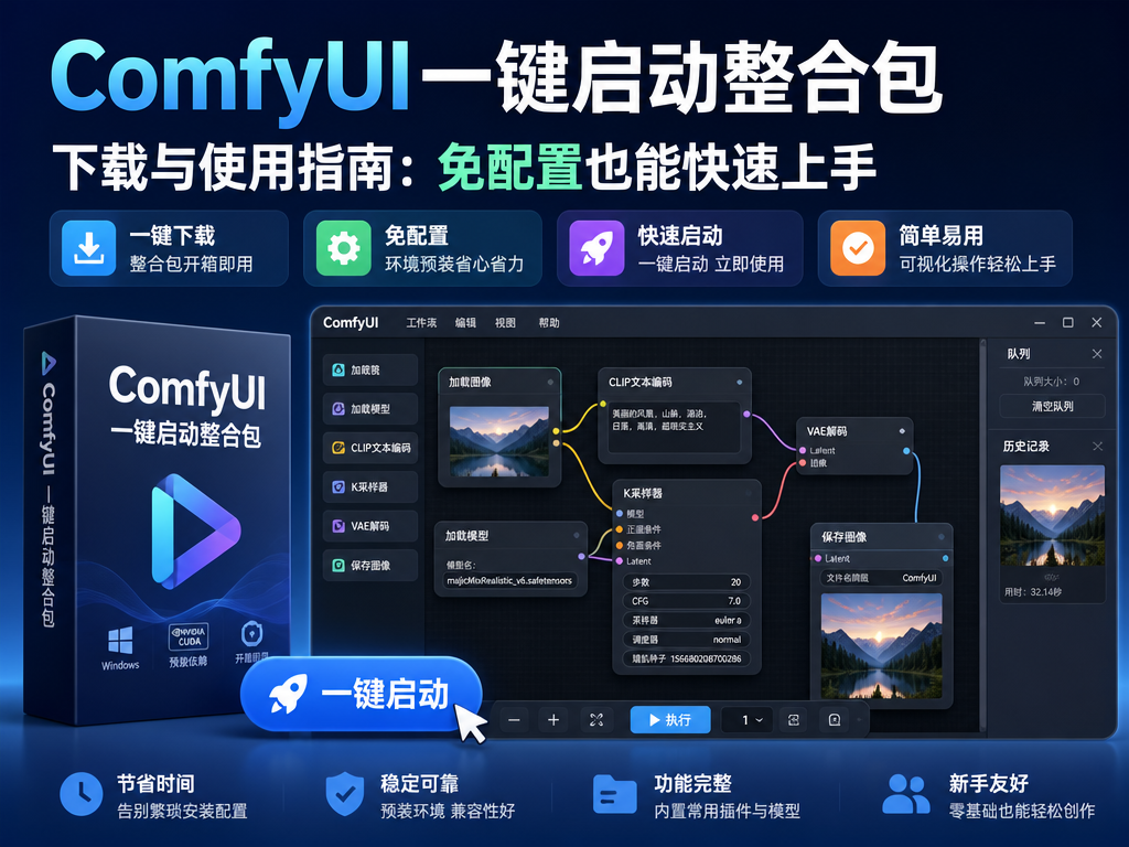 ComfyUI一键启动整合包下载与使用指南：免配置也能快速上手